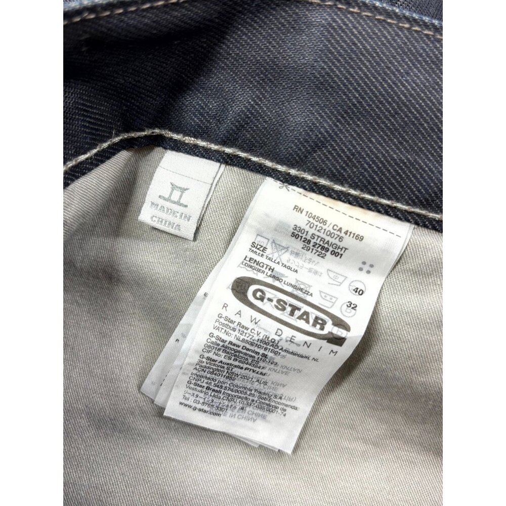 G-Star Raw Jeans Mens 40/32 Black Denim Dark Wash Straight Leg Classic Zip Fly - Picture 6 of 11